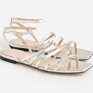 Brand New: J. Crew Metallic Strappy Flat Sandal in Silver Mirror